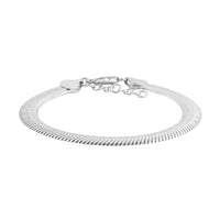 Italian Rhodium Over Sterling Silver Herringbone Bracelet with Extender (7.25 In) 10 Grams