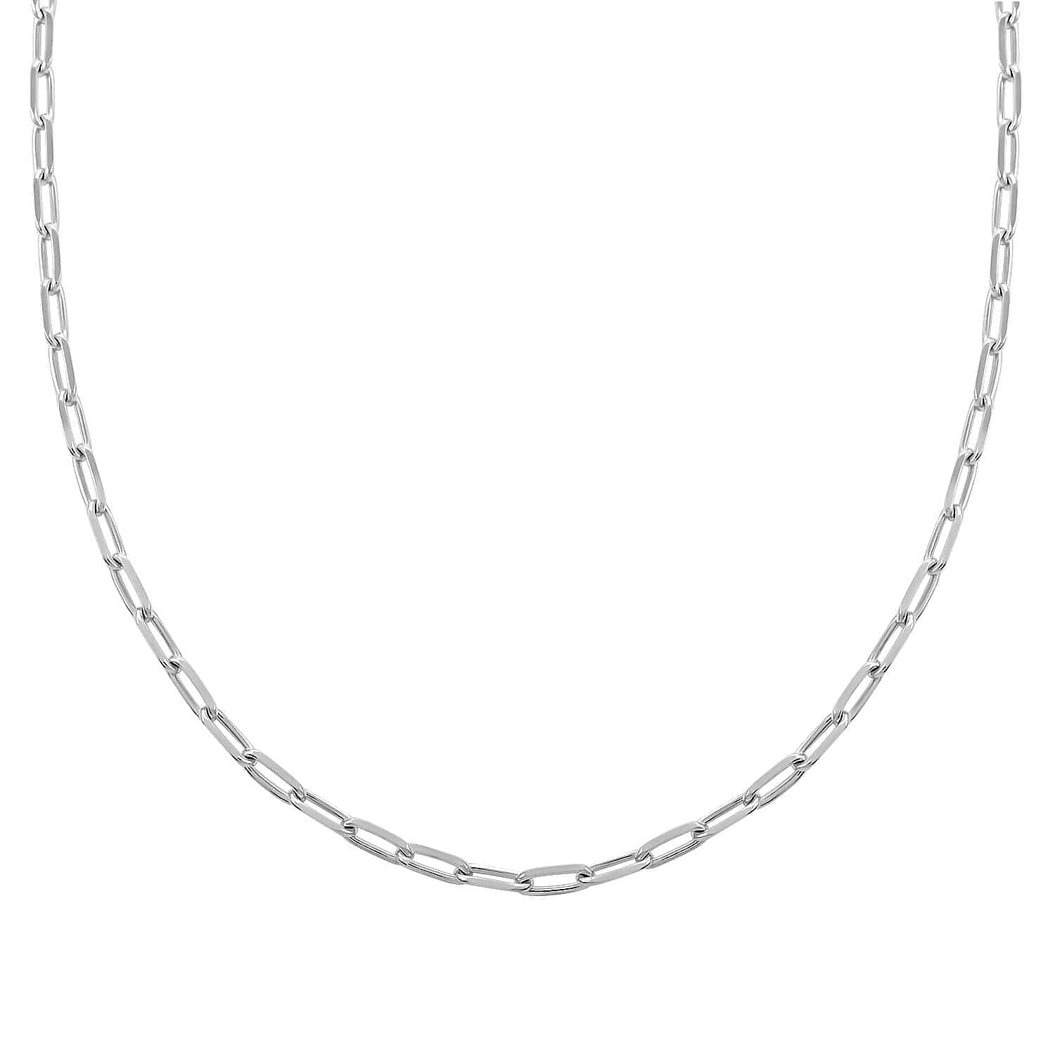 Italian Sterling Silver Paper Clip Necklace (18 Inches) (7.60 g)