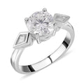 Moissanite 3 Stone Ring in Rhodium Over Sterling Silver 2.20 ctw - Sticky add to cart bar