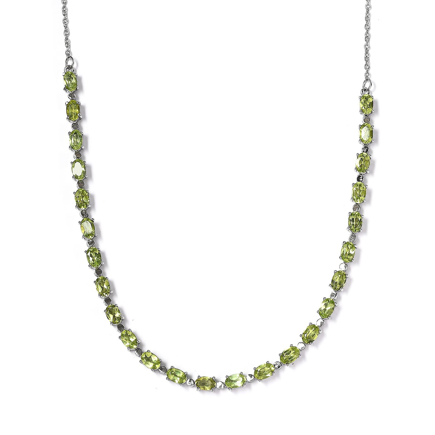Peridot Necklace 18 inches in Stainless Steel 12.75 ctw