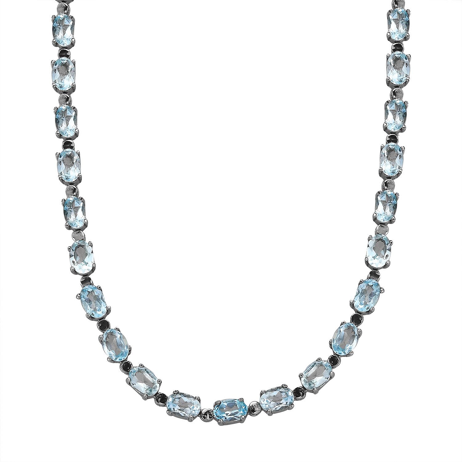 Sky Blue Topaz Necklace (18 Inches) in Stainless Steel 12.75 ctw