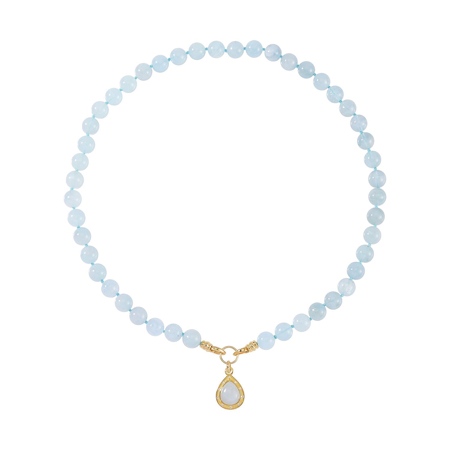 Mangoro Aquamarine, Moissanite Necklace (20 Inches) in 14K YG Over Sterling Silver 269.60 ctw