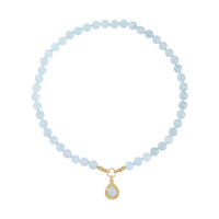 Mangoro Aquamarine, Moissanite Necklace (20 Inches) in 14K YG Over Sterling Silver 269.60 ctw
