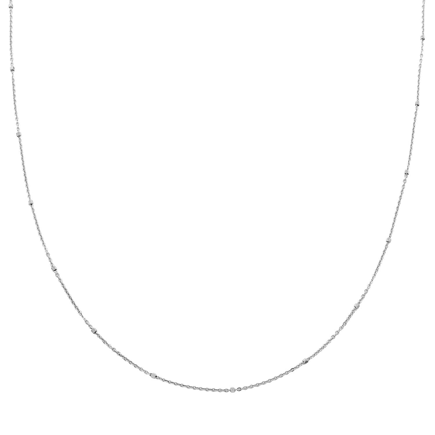 Italian Rhodium Over Sterling Silver Curb Necklace 18 Inches 1.50 Grams