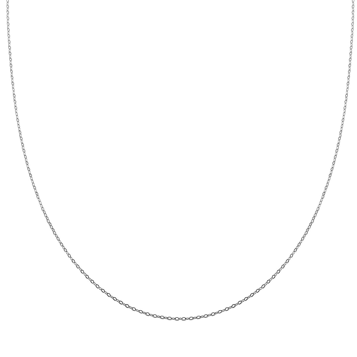 Italian Rhodium Over Sterling Silver Rolo Necklace 18 Inches 0.80 Grams