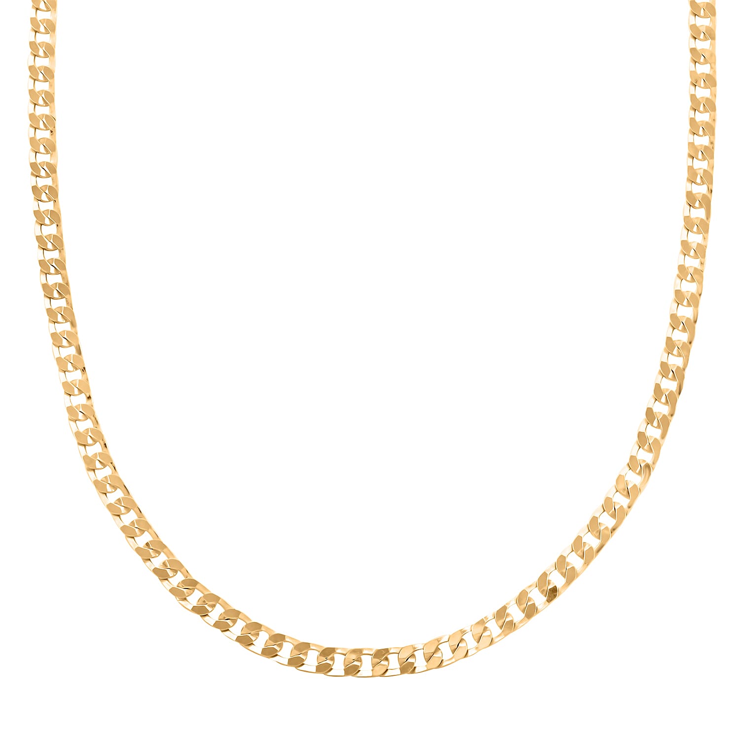 Made in Italy Italian 14K Yellow Gold Over Sterling Silver Curb Super Flat Necklace 18 Inches 5.40 Grams