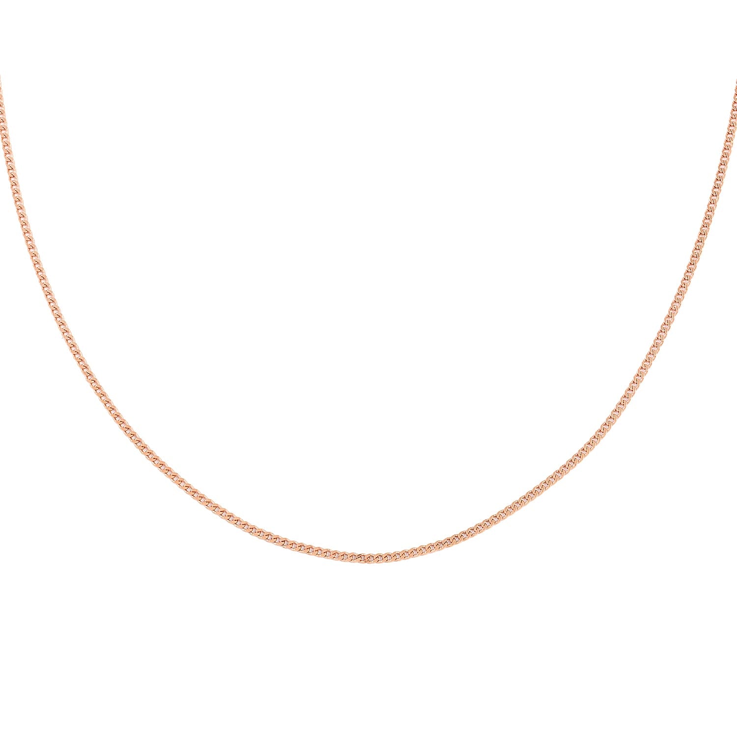 Made in Italy Italian 14K Rose Gold Over Sterling Silver Curb Super Flat Necklace 18 Inches 5.40 Grams
