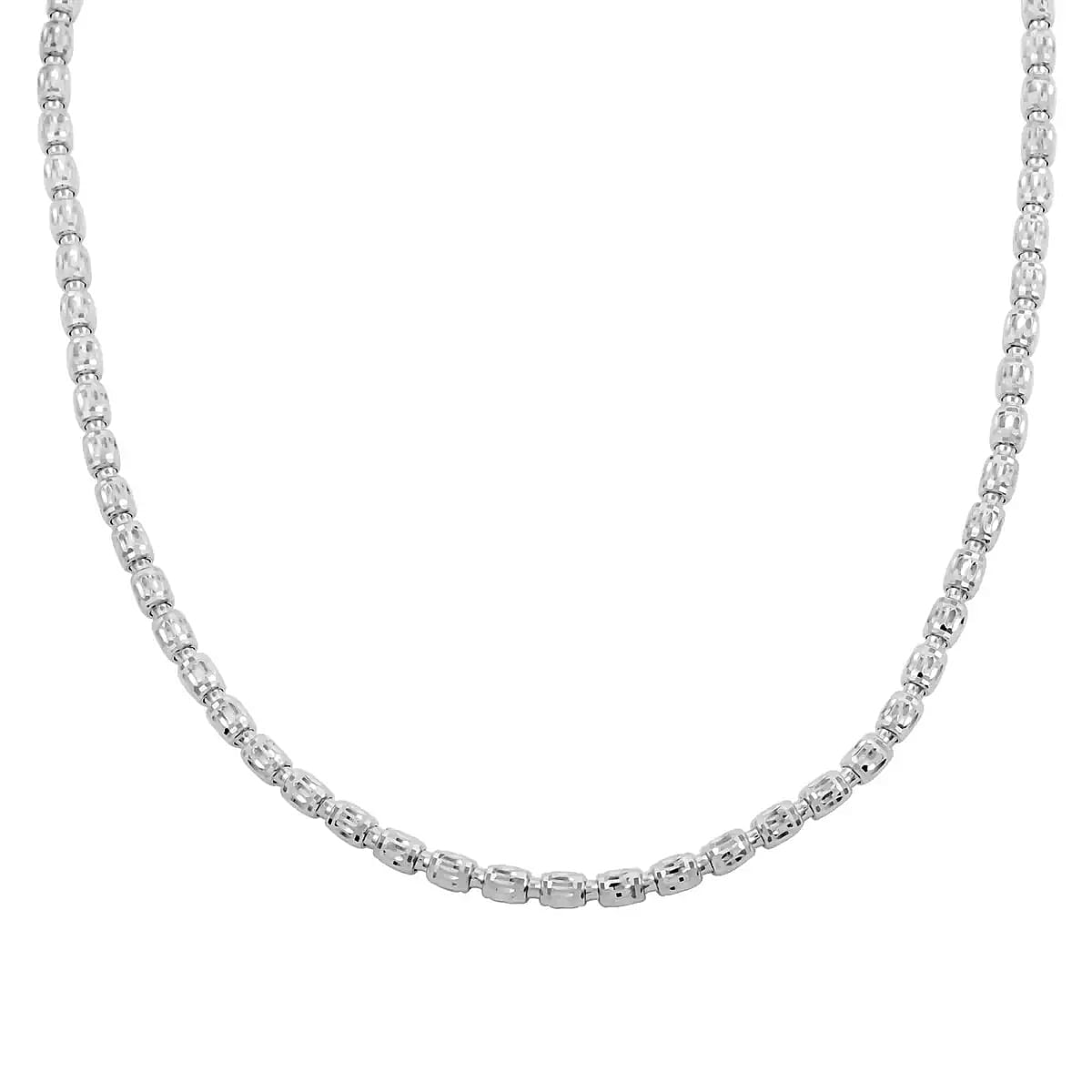 Italian Rhodium Over Sterling Silver Barrel Galaxy Necklace 20 Inches 18.60 Grams