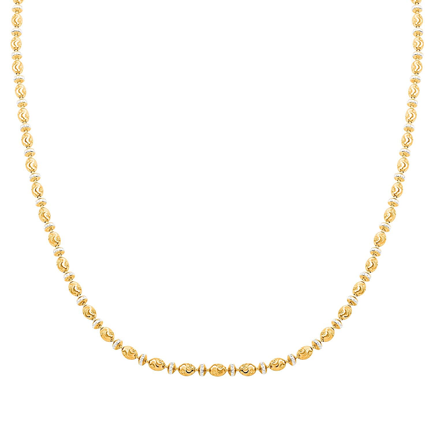 Italian 14K YG and WG Over Sterling Silver Saturno Necklace 20 Inches 13.50 Grams