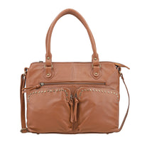 Dark Tan Genuine Leather RFID Protected Shoulder Bag (12"x4"x11")