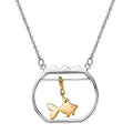 Vermeil Yellow Gold and Platinum Over Sterling Silver Gold Fish Swimming Bowl Necklace 18 Inches 3.25 Grams - Sticky add to cart bar