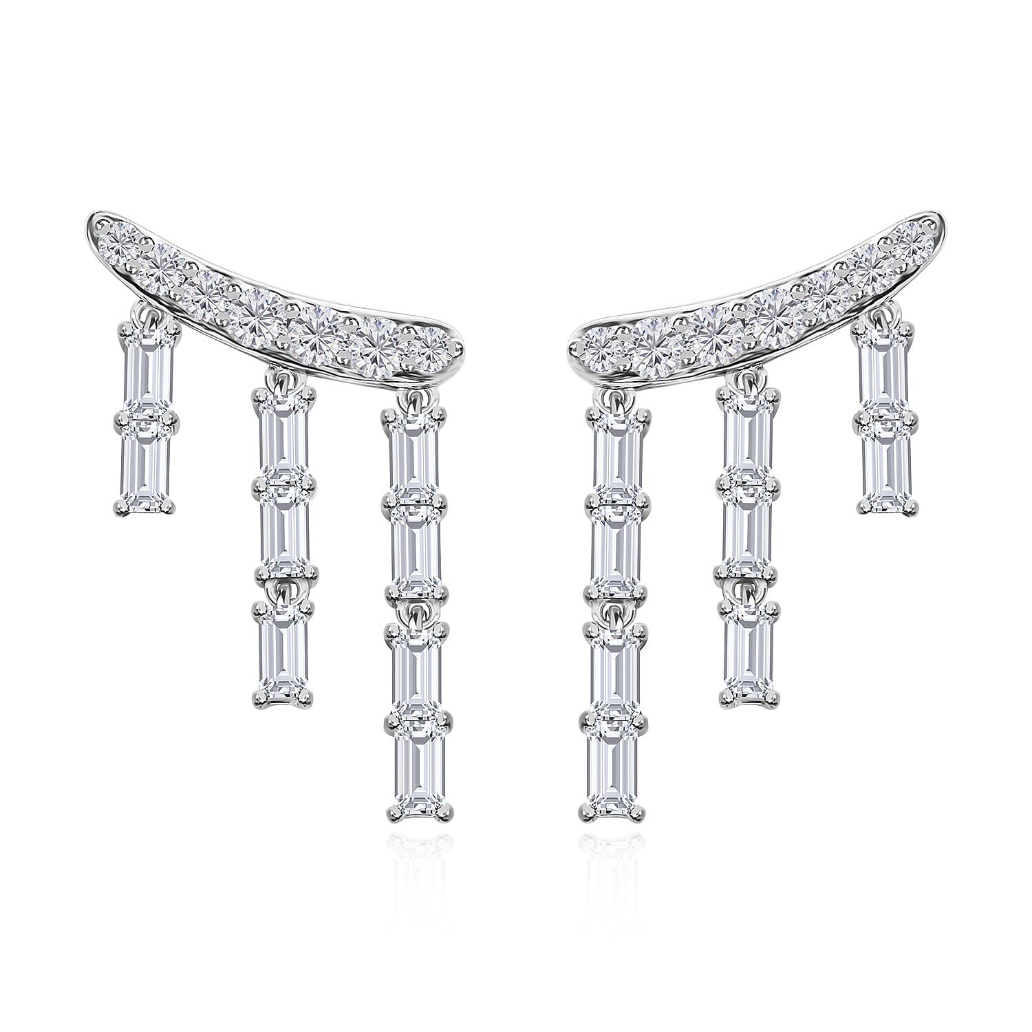 Moissanite Chandelier Earrings in Platinum Over Sterling Silver 5.00 ctw