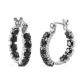 Thai Black Spinel 5.90 ctw Hoop Earrings in Stainless Steel - Sticky add to cart bar