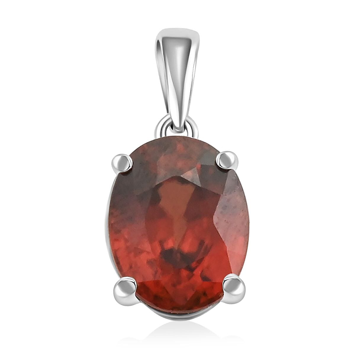 Luxoro 10K White Gold AAA Red Zircon Solitaire Pendant without Chain 3.00 ctw