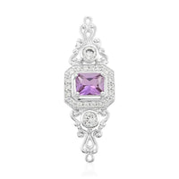 Simulated Purple and White Diamond 6.50 ctw Brooch in Sterling Silver