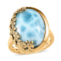 GP Italian Garden Collection Premium Larimar Ring in Vermeil Yellow Gold Over Sterling Silver 18.10 ctw - Sticky add to cart bar
