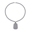 Terahertz Dog Tag Pendant with Beaded Necklace 20 Inches in Rhodium Over Sterling Silver 199.00 ctw - Sticky add to cart bar