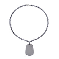 Terahertz Dog Tag Pendant with Beaded Necklace 20 Inches in Rhodium Over Sterling Silver 199.00 ctw