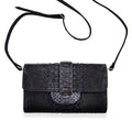 Doorbuster The Grand Pelle Handcrafted Black Color Genuine Python Leather Crossbody Wallet (7.50"x1.60"x4.30") - Sticky add to cart bar