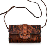Doorbuster The Grand Pelle Handcrafted Black Color Genuine Python Leather Crossbody Wallet (7.50"x1.60"x4.30")