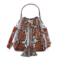 Doorbuster The Grand Pelle Handcrafted Brown Color Genuine Python Leather Tote Bag (15"x4.75"x10")
