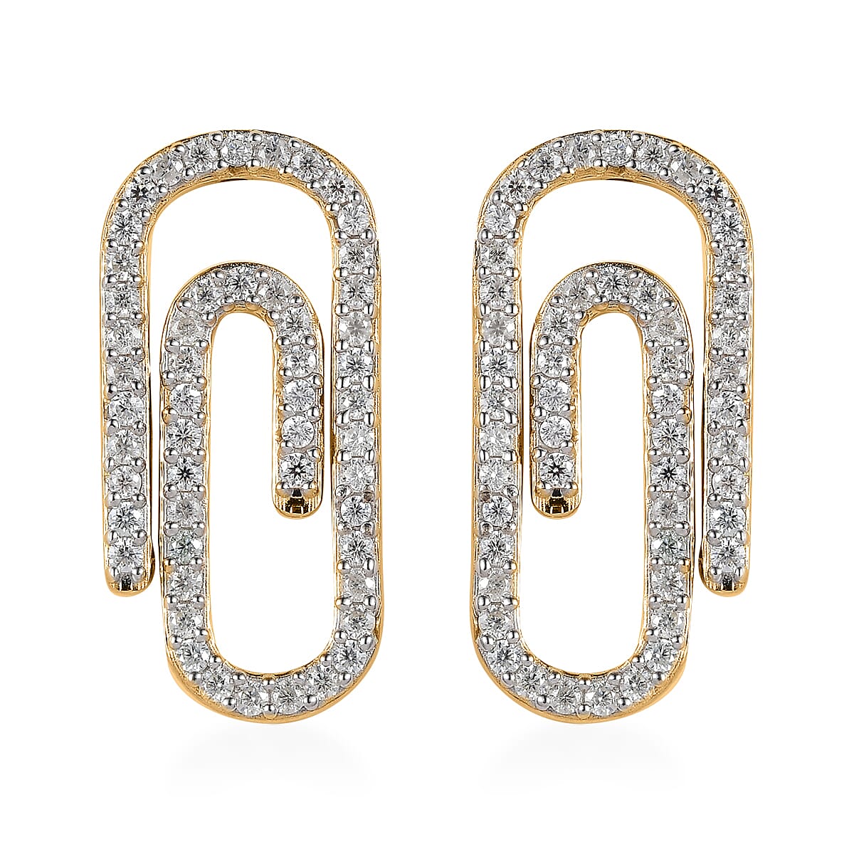 Moissanite Paper Clip Earrings in Vermeil Yellow Gold Over Sterling Silver 1.00 ctw