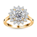 Moissanite Halo Ring in Vermeil Yellow Gold Over Sterling Silver (Size 5.0) 3.00 ctw - Sticky add to cart bar