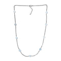 Milky Aquamarine Station Necklace 24 Inches in Stainless Steel 55.00 ctw - Sticky add to cart bar