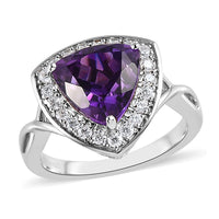 AAA Moroccan Amethyst and Moissanite Ring in Platinum Over Sterling Silver 2.75 ctw