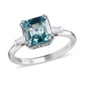 Luxoro 10K White Gold Premium Ratanakiri Blue Zircon and Moissanite Ring 4.15 ctw - Sticky add to cart bar