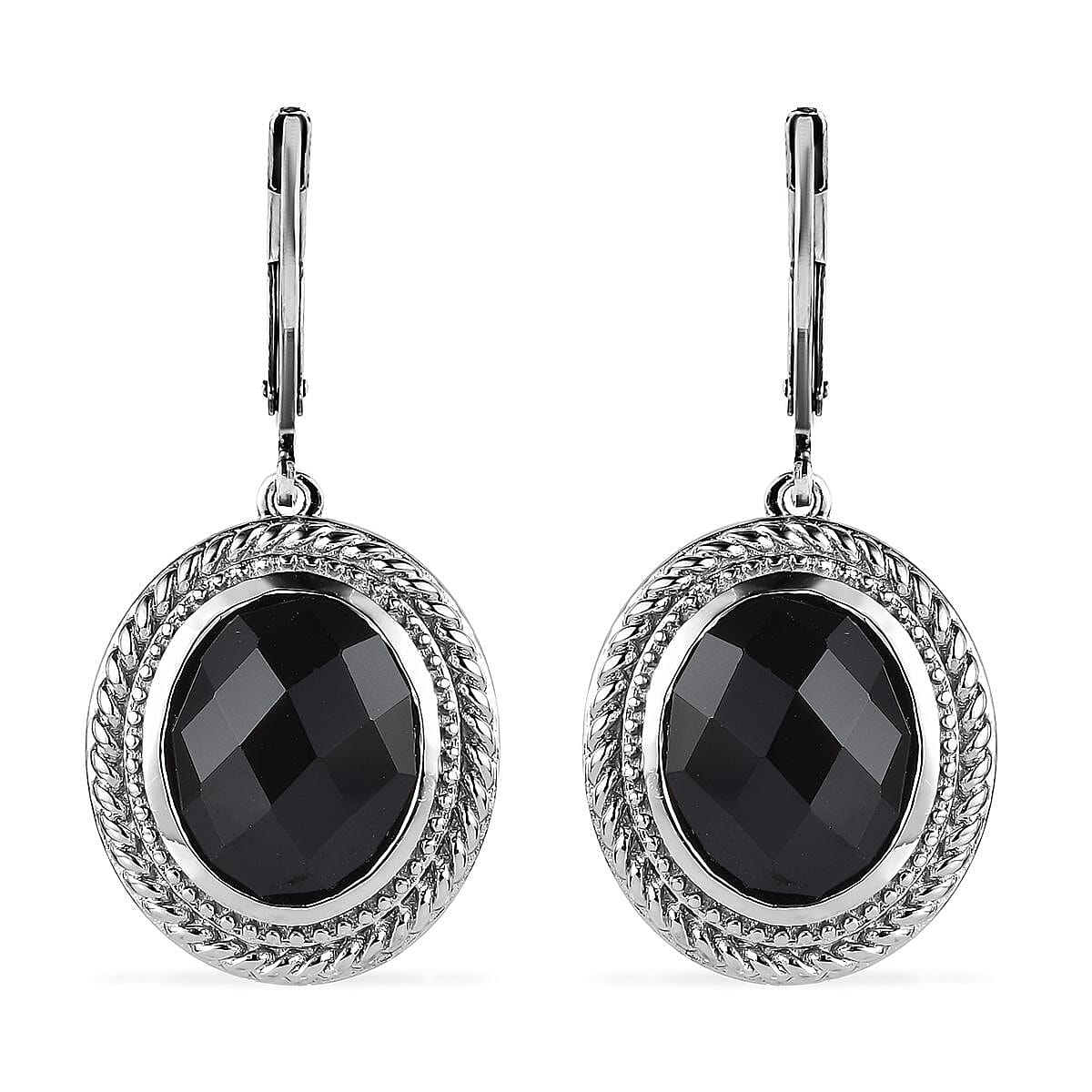 Karis Thai Black Spinel Lever Back Earrings in Platinum Bond 11.40 ctw