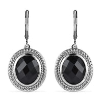 Karis Thai Black Spinel Lever Back Earrings in Platinum Bond 11.40 ctw