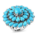 Premium Sleeping Beauty Turquoise Floral Ring in Sterling Silver (Size 10.0) 12.90 ctw - Sticky add to cart bar