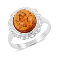 Baltic Amber Statement Ring in Sterling Silver