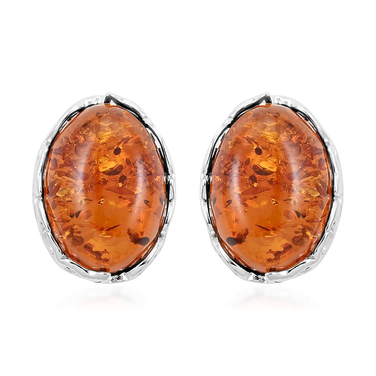 Baltic Amber Stud Earrings in Sterling Silver