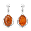 Cognac Amber Dangle Earrings in Sterling Silver - Sticky add to cart bar