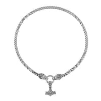 Wolf and Anchor Interchangeable Pendant with Miami Cuban Necklace 24 Inches in Stainless Steel