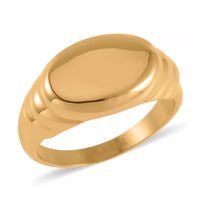 ION Plated YG Stainless Steel Men's Signet Ring (Size 10.0)