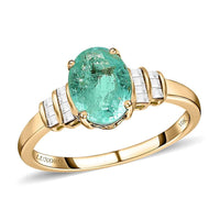 Luxoro 10K Yellow Gold Premium Boyaca Colombian Emerald and G-H I2 Diamond Ring 1.30 ctw