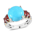 Premium Sleeping Beauty Turquoise and Multi Gemstone Ring in Vermeil YG and Platinum Over Sterling Silver 6.50 ctw - Sticky add to cart bar