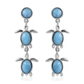 Larimar Turtle Dangling Earrings in Platinum Over Sterling Silver 4.90 ctw - Sticky add to cart bar