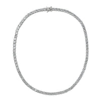 Moissanite (Rnd 5mm) Tennis Necklace (18 Inches) in Platinum Over Sterling Silver 36.35 ctw