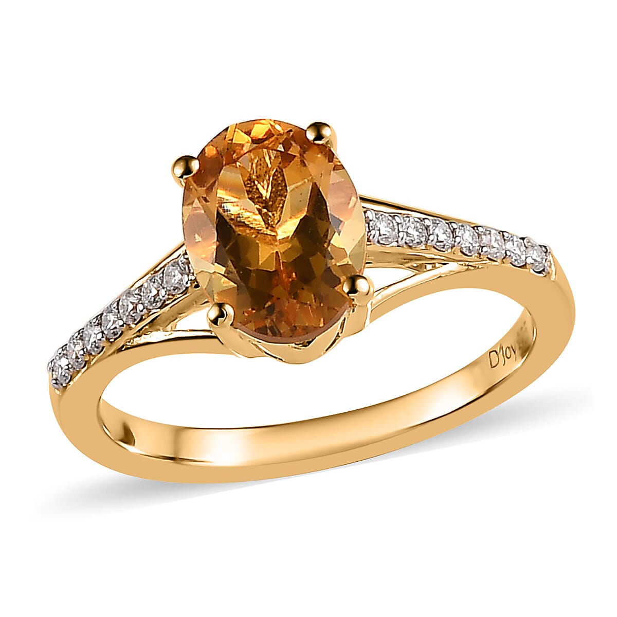 Premium Brazilian Heliodor and Moissanite Ring in Vermeil Yellow Gold Over Sterling Silver 1.15 ctw