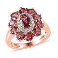 Premium Morro Redondo Pink Tourmaline and Moissanite Floral Ring in Vermeil Rose Gold Over Sterling Silver 2.25 ctw - Sticky add to cart bar