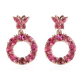 Premium Morro Redondo Pink Tourmaline Dangling Earrings in Vermeil Rose Gold Over Sterling Silver 3.25 ctw - Sticky add to cart bar
