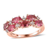 Premium Morro Redondo Pink Tourmaline and White Zircon Ring in Vermeil Rose Gold Over Sterling Silver 1.50 ctw