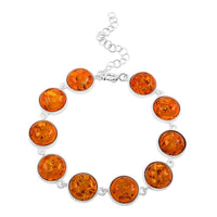 Baltic Amber Station Bracelet in Sterling Silver (6.00 In) with Extender