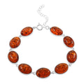 Baltic Amber Station Bracelet in Sterling Silver (6.50-8.50In) - Sticky add to cart bar