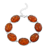 Baltic Amber Station Bracelet in Sterling Silver