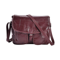 Black Patch Work Sheep Leather Crossbody Bag with Faux Leather Trim (11"x9"x3.5") with Adjustable Shoulder Strap